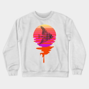 Retro Angel Fish On A 80's Sun Background Crewneck Sweatshirt